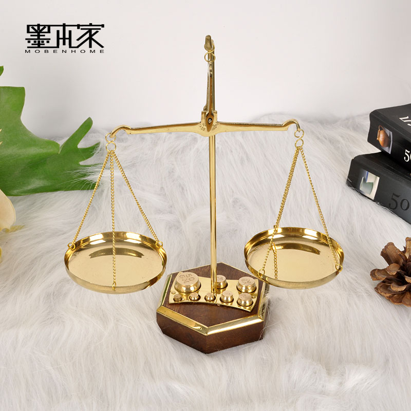 欧式进口铜天平摆件律师办公室纯铜开业复M古桌面招财创意法律礼