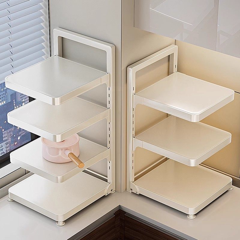 厨房锅具收纳架多层置物架橱柜内分层水槽下台面多功能折叠锅架子