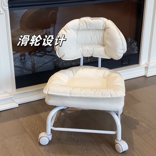 亚克力小凳c子静音带万向轮儿童学步凳网红小椅子滑轮矮凳美缝地
