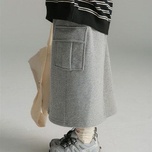 2023年秋冬新款亲子装母女装女童工装A字针织半身裙洋气休闲裙子