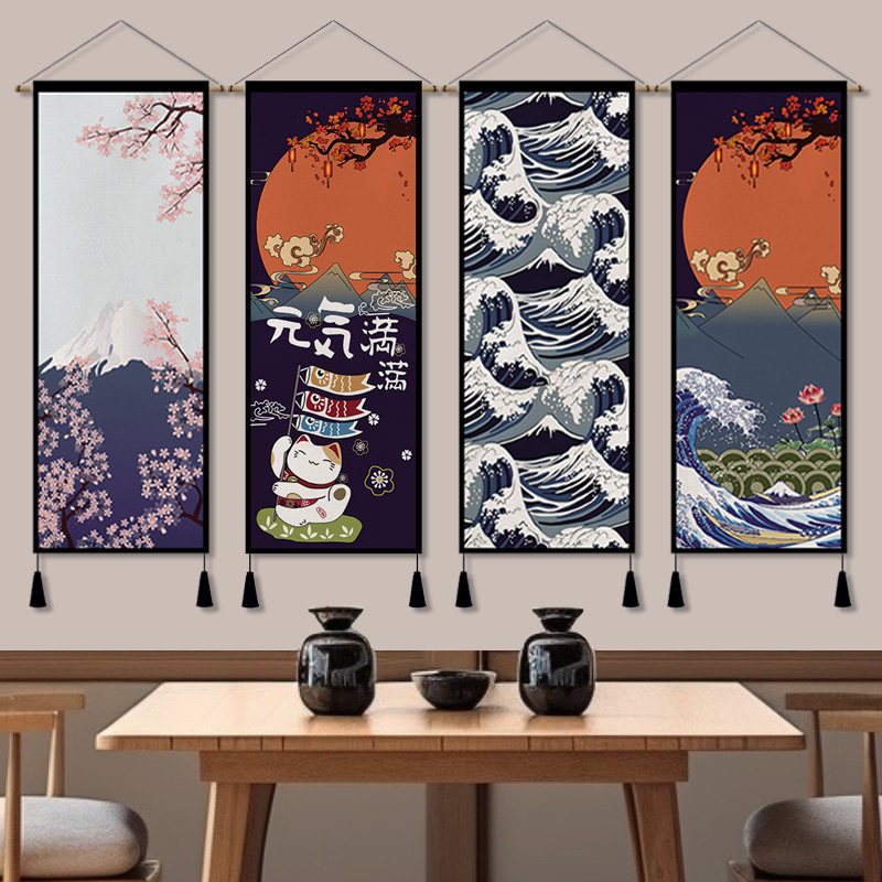 日式挂旗料理店布艺挂画客厅玄关装饰画和风寿司店居酒屋民宿挂布