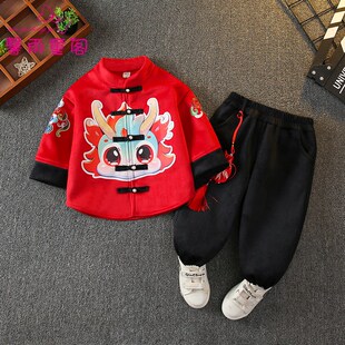 新中式唐装拜年服男童汉服国风古装儿童喜庆过年衣服宝宝周岁礼服