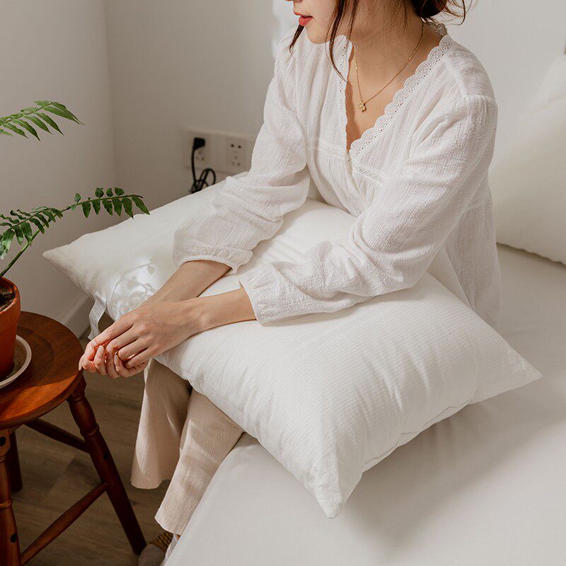 推荐 Aa类无荧光水洗棉枕头护颈中低高天竺纯棉枕芯不塌陷不变形