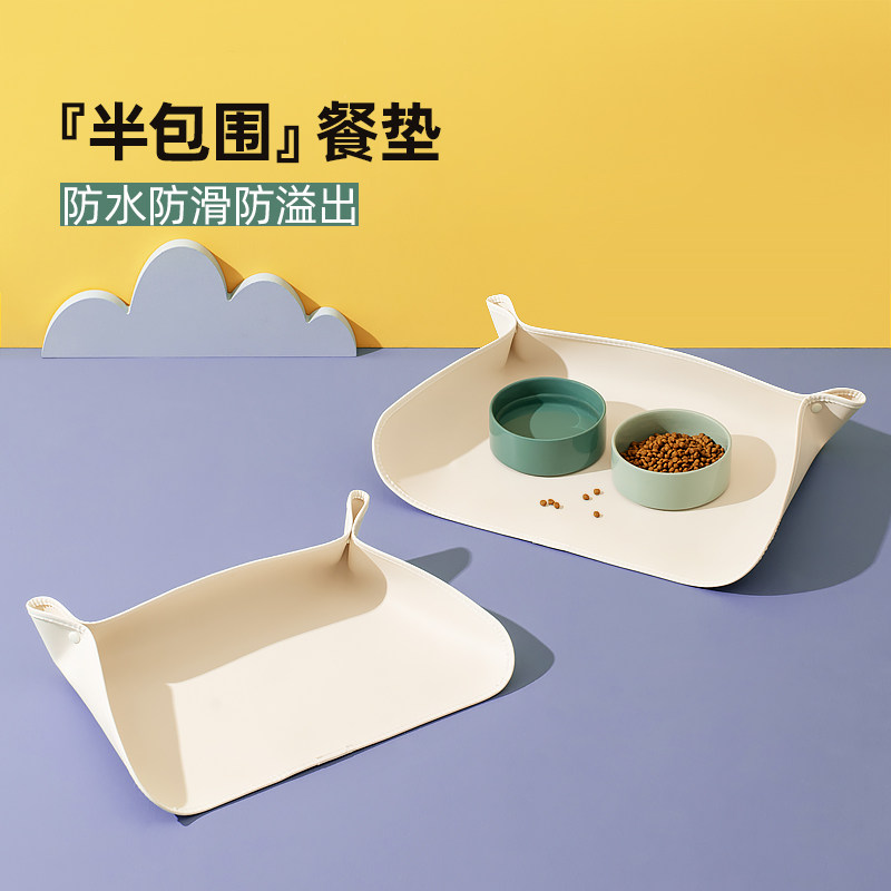 防洒餐垫宠物猫咪碗垫防水防油PU皮革猫碗狗碗 防滑垫大小号餐垫图片
