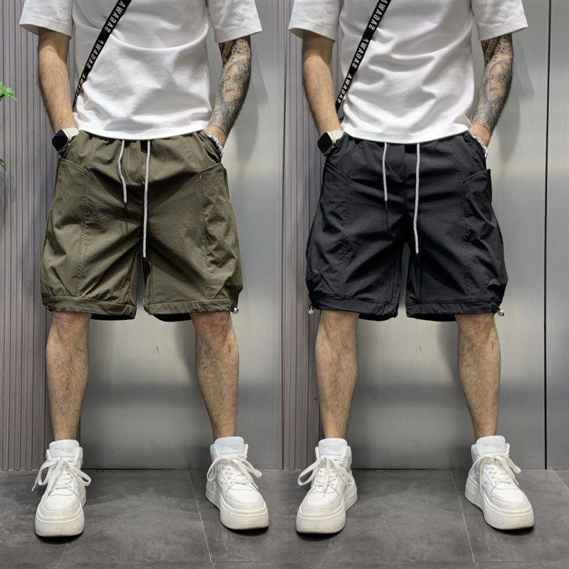 工装短裤男夏季薄款纯棉裤子休闲中裤日系复古宽松直筒阔腿五分裤