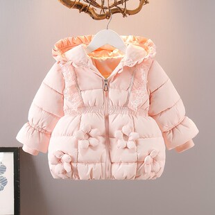 女童棉衣加绒加厚棉服洋气外套2新款4冬装夹1保暖韩潮3女宝宝棉袄