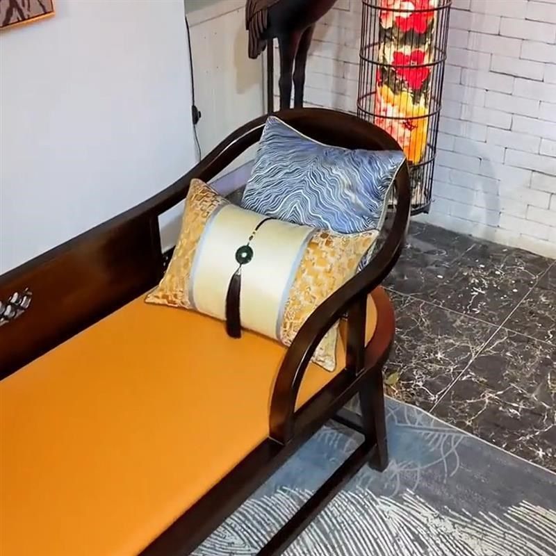 新款式贵妃椅乌金木脚踏长凳禅意简约卧室床尾凳客厅沙发太妃躺椅