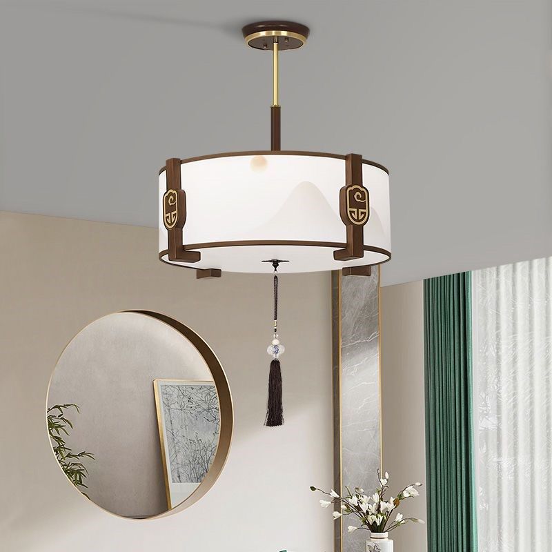 中式餐厅吊灯羊皮灯古典餐吊灯小吊灯木艺镂空实木雕刻灯过道灯具