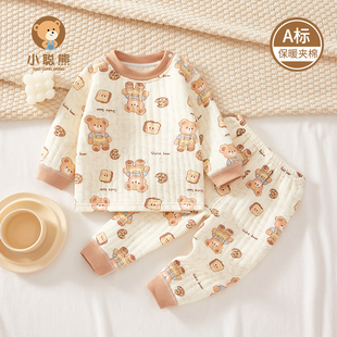 婴儿分体衣服秋冬新款夹棉一岁宝宝秋装男宝保暖套装a类纯棉冬装8