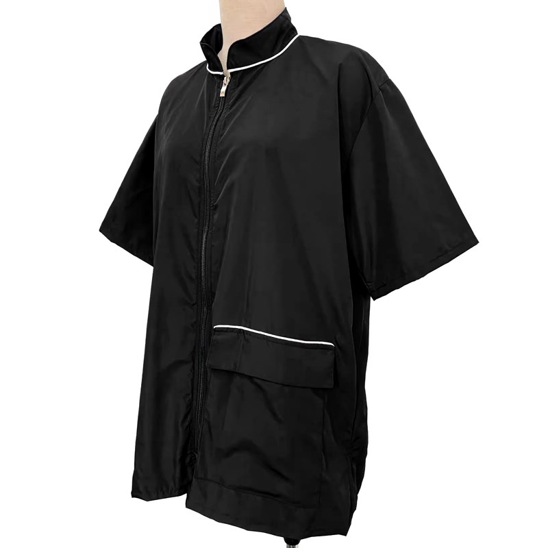 新款长拉链蓝色工服宠物店剪毛防毛美容服垂顺透气柔软美容袍发廊