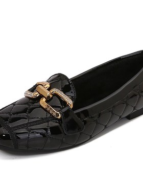 豆豆鞋女2024新款春季百搭平底鞋软底黑色工作鞋软底软面单鞋女秋