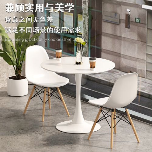 圆桌洽谈桌商用奶茶店桌椅休x息区接待桌子餐桌网红小圆桌椅组合