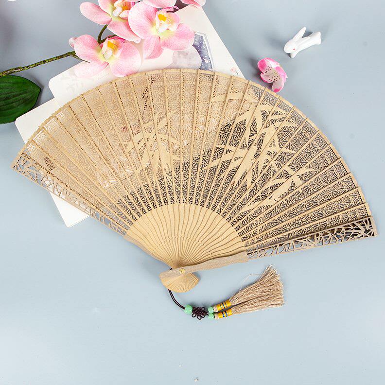 甄选丝艺堂檀香扇子中国风折扇缅香木女式礼品镂空雕花古风工艺扇