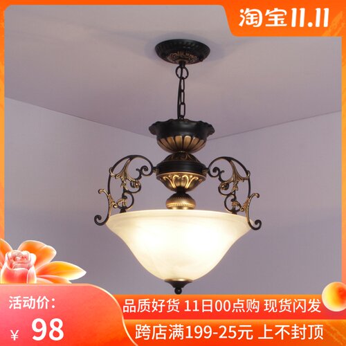 美式简约b阳台过道半吸顶灯led铁艺玄关入户门厅欧式复古走廊吊灯