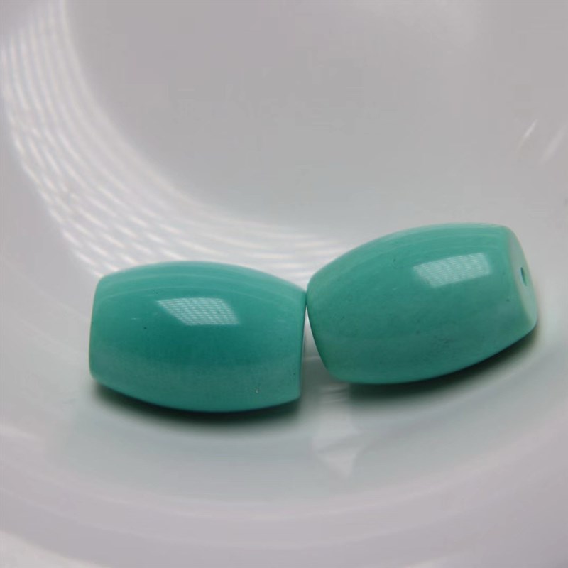 高瓷绿松石桶珠直切隔珠文玩手串顶珠仿松石老型手链瓷釉级丫角山