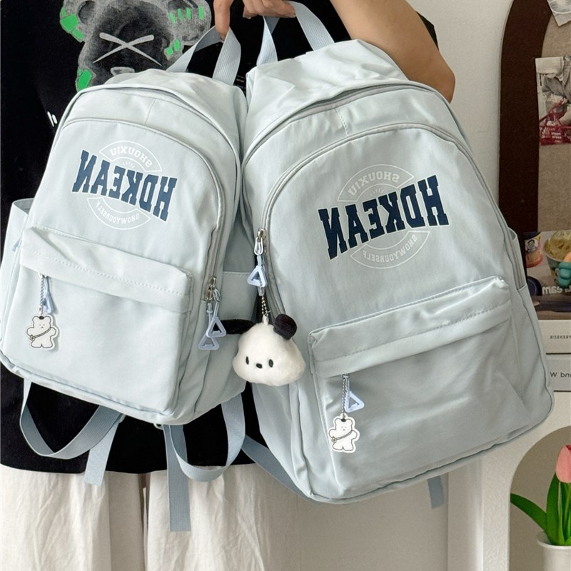 新款字母书包女百搭初高中学生大容量双肩包韩版旅行时尚简约背包