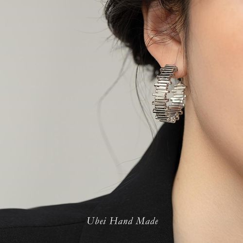 有北手作 高级感金属C形不规则圆圈耳环小众设计日常通勤百搭耳饰