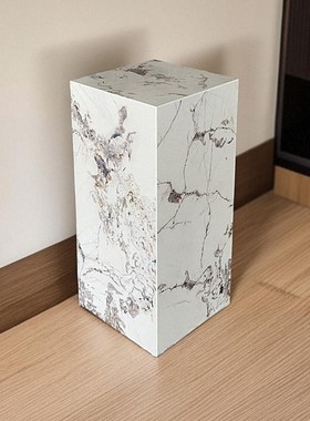哑光岩板底座雕塑台简约现代客厅玄关电视柜旁摆件大理石花盆底座