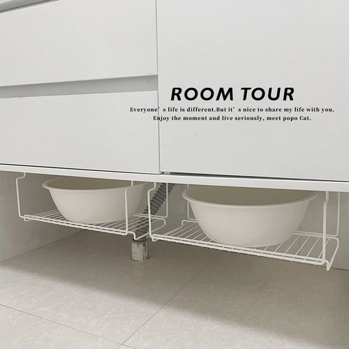 铁艺浴室柜下置物架悬挂洗脸盆架免打孔壁挂式卫生间盆子收纳架