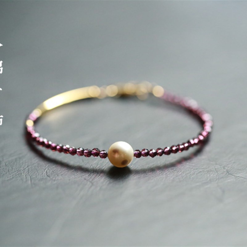 落苏丨刻面紫水晶珍珠极细手链 深紫色 气质款