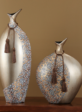 新中式陶瓷花瓶贴花酒柜客厅电视柜玄关入户门摆件美式摆设装饰品