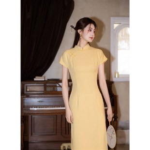 《风轻轻》黄色新中式旗袍女改良年轻款少女高级感日常可穿文艺60