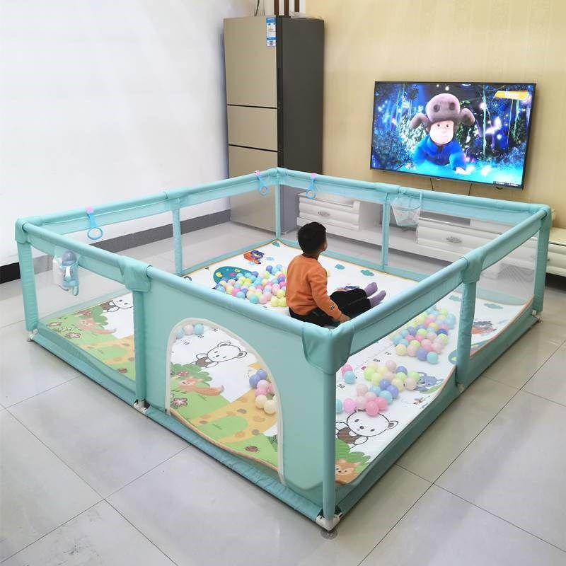 宝宝爬行地垫围栏婴儿爬爬垫加围挡护栏地上爬行S垫一体可折叠儿
