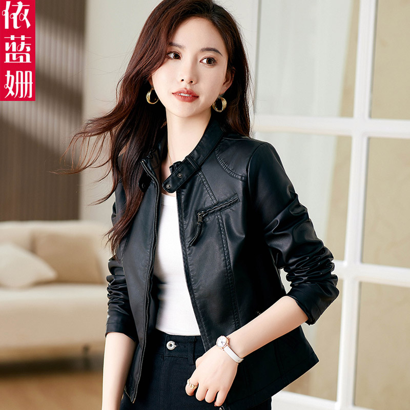 显瘦高级感机车皮衣外套女2024春秋新款韩版百搭修身短款pu皮夹克