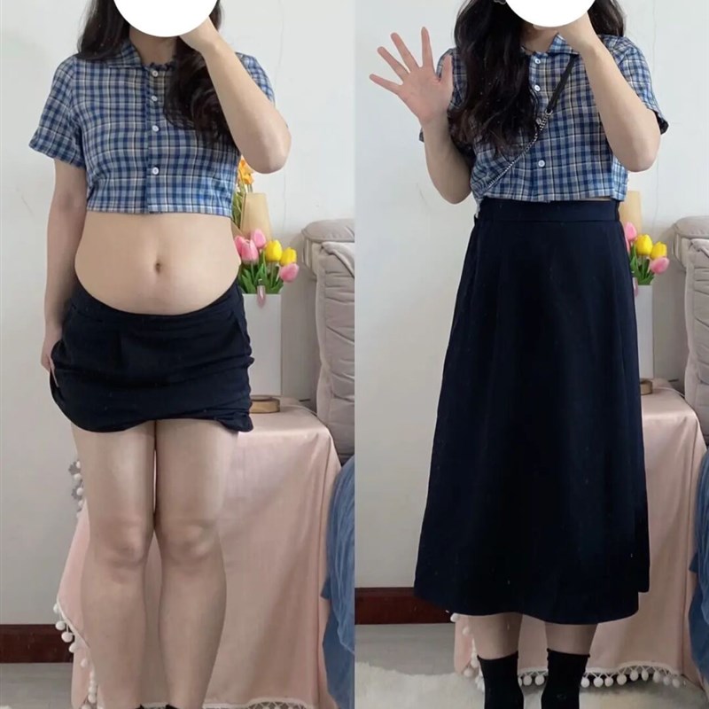 胖妹妹毛呢半身裙显瘦遮肚子大码不显胯宽的裙子黑色宽松西装裙潮