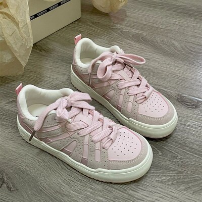 少女感显脚小粉色德训鞋女2024百搭学生甜妹平价运动休Z闲滑板鞋
