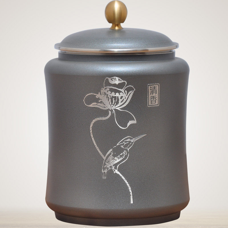 纯锡茶叶罐锡罐密封存茶储茶罐茶几装饰公司企业logo定制商务礼品