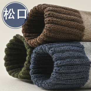 男袜子纯棉宽f松口高弹力不勒脚加肥不紧加厚加绒冬季中老年人保