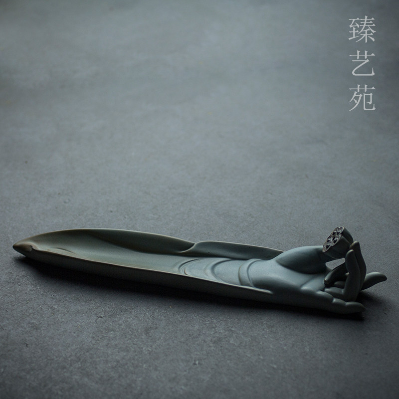 陶瓷香器线香插佛手檀香沉香仿古禅意简约卧香托香薰炉茶道卧香炉