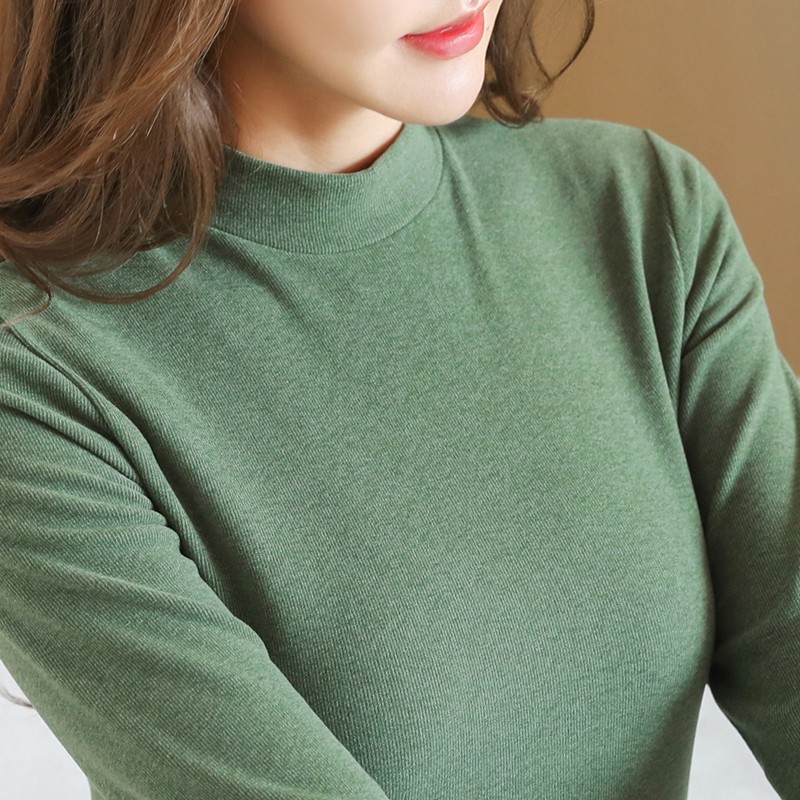 德绒半高领长袖t恤女大码洋气老人秋衣t桖40岁中年妈妈纯棉打底衫