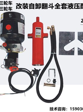 电动燃油摩托三轮车改装电控液压自卸翻斗缸油泵12VM24V48V60V72V