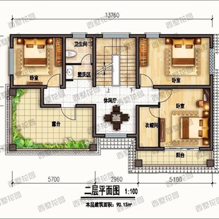 漂亮新型新农村自建房屋效果图施工图二层别墅设计图纸 建筑+结构