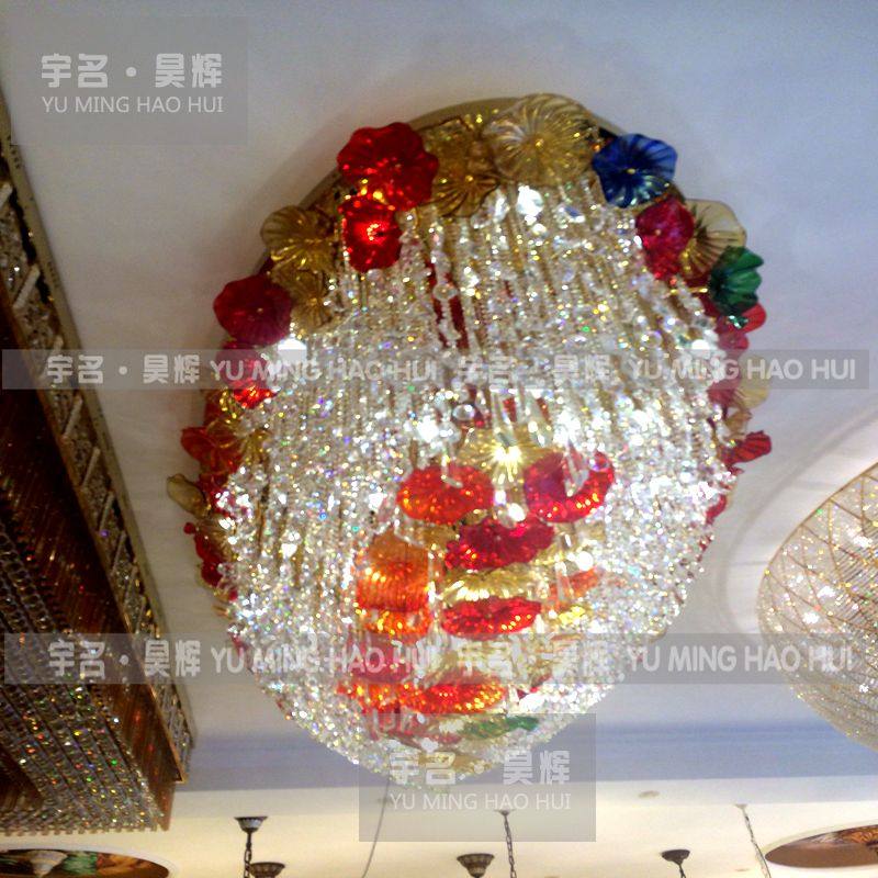工程订制酒店大堂水晶吸顶吊灯艺术灯椭圆形创意客厅售楼处灯