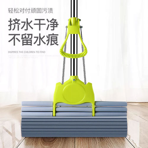 海绵吸水拖把家用滚轮p式挤水胶B棉拖把免手洗大号超大泡沫卫生间