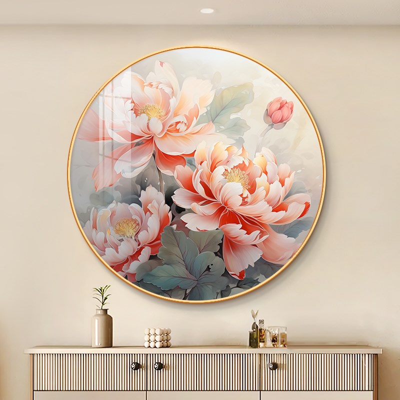 花开富贵牡丹装饰画新中式入户玄关客餐厅挂画轻奢卧室床头墙壁画图片