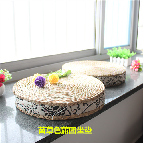 韩式简约草编蒲团坐垫榻榻米飘窗汗蒸房店圆垫子打坐拜佛加厚