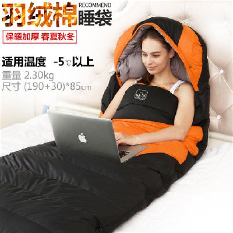 度成人法兰绒10度冬季室内露营零下睡袋女睡袋加厚大人户外30