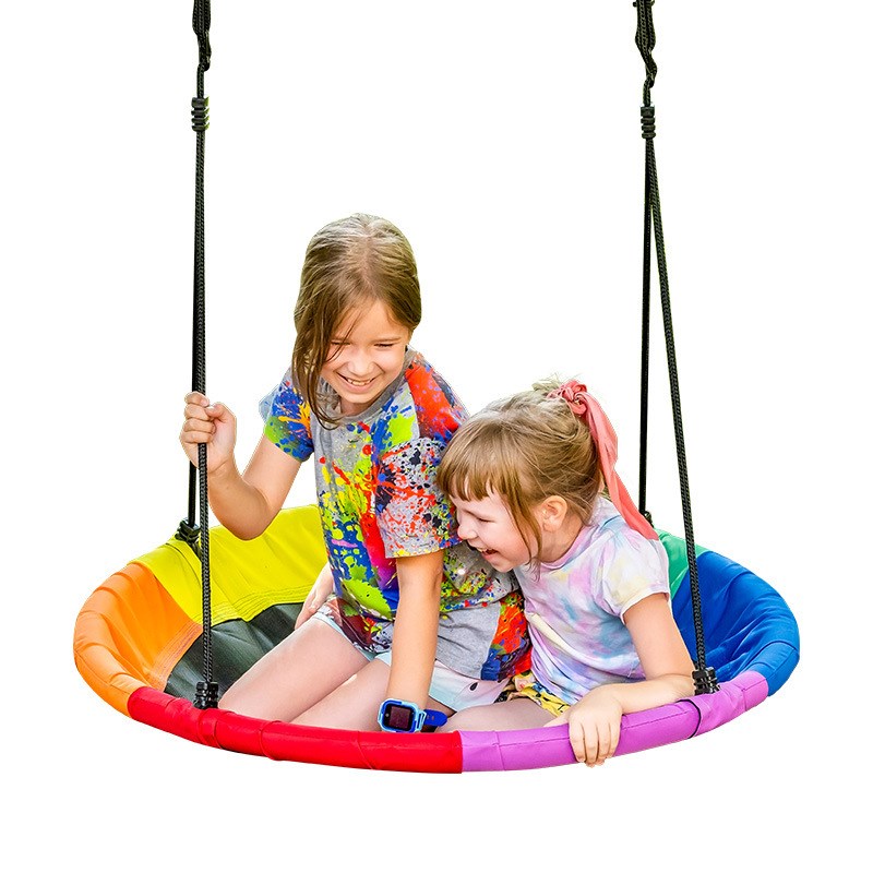 儿童户外圆形秋千牛津布秋千幼儿园庭院挂绳多人吊床鸟巢秋千