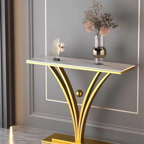 铁艺不锈钢玄关台欧式轻奢玄关桌现代简约靠墙条案艺术风装饰置物