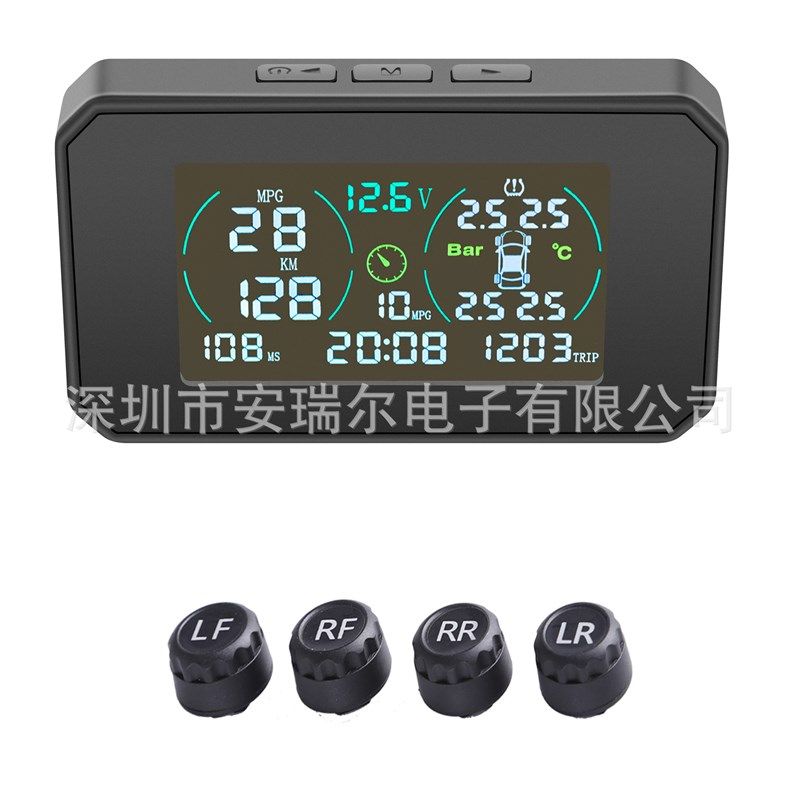 太阳能胎压监测器多功能胎压监测车速油耗多功能行车电脑TPMS胎压