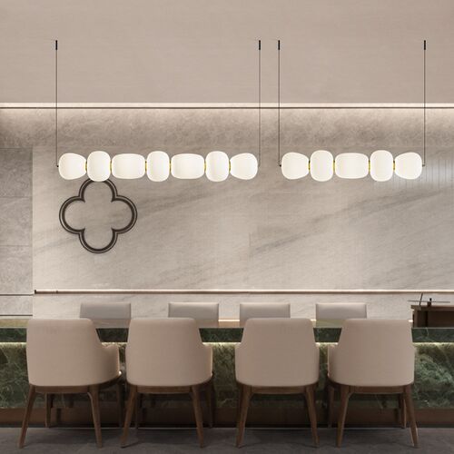 意大利设计师餐厅吊灯新款现代简约高端书桌吧台长条桌岛台玻璃灯