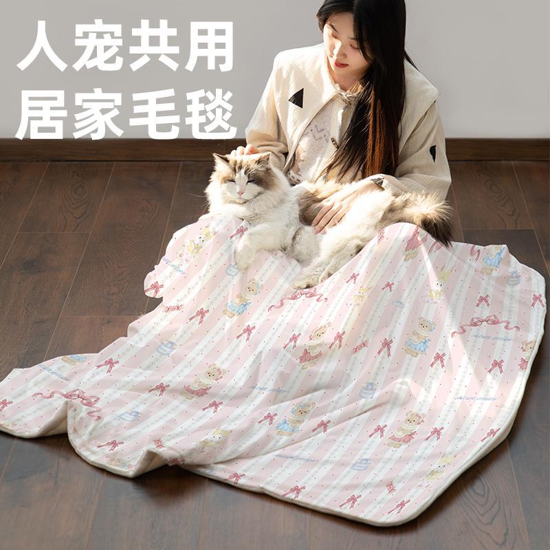 法兰绒宠物毛毯中小型犬狗狗被子加绒加厚可机洗猫咪睡毯四季盖毯