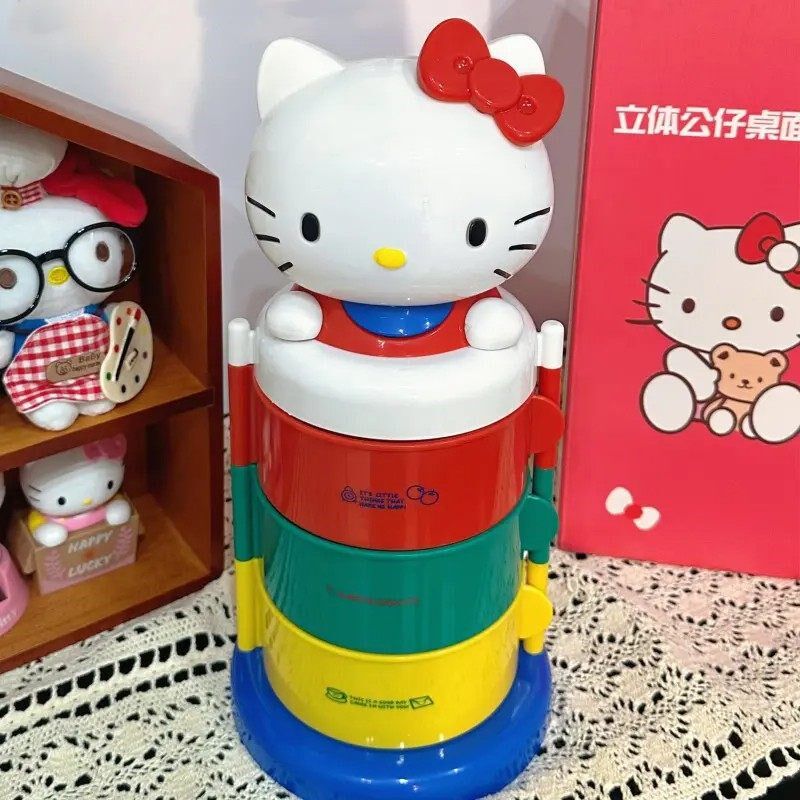 可爱KT三层旋转收纳盒摆件猫头收纳架女生礼物送闺蜜饰品收纳盒