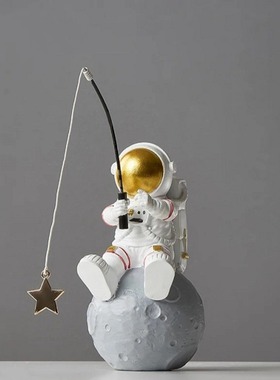 样板间儿童房装饰品玄关书房书架酒柜陶瓷艺术摆件太空人航天模型