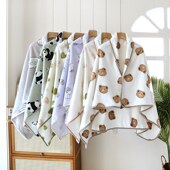 法兰绒披肩春秋午睡珊瑚绒盖毯学生自习颈肩斗篷披风冬季 加厚单件