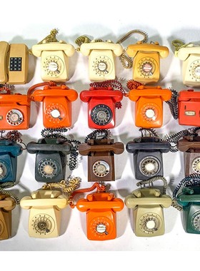 老式转盘电话机80后复古装饰道具古董老物件摆件日式彩色怀旧座机